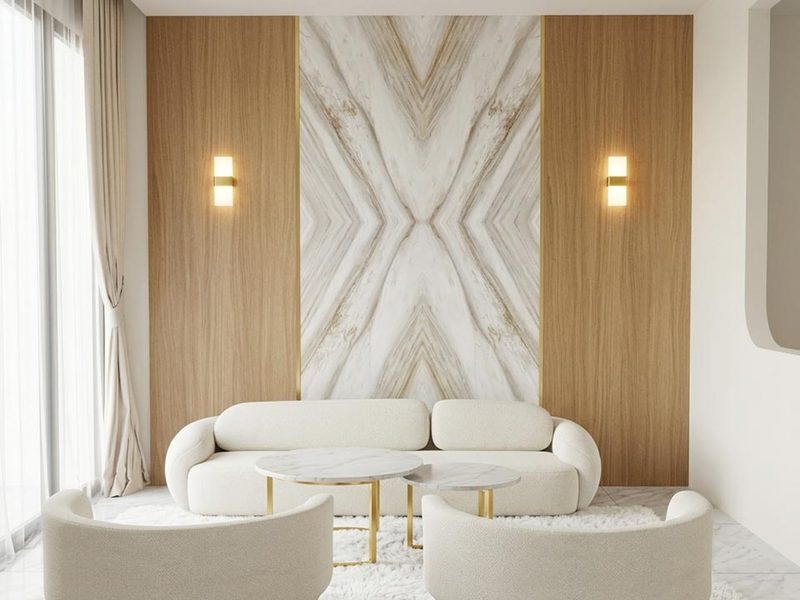 thiết kế thi công nội thất phòng khách tại tphcm - thi công ốp vách - sản xuất sofa may đo chuẩn không gian